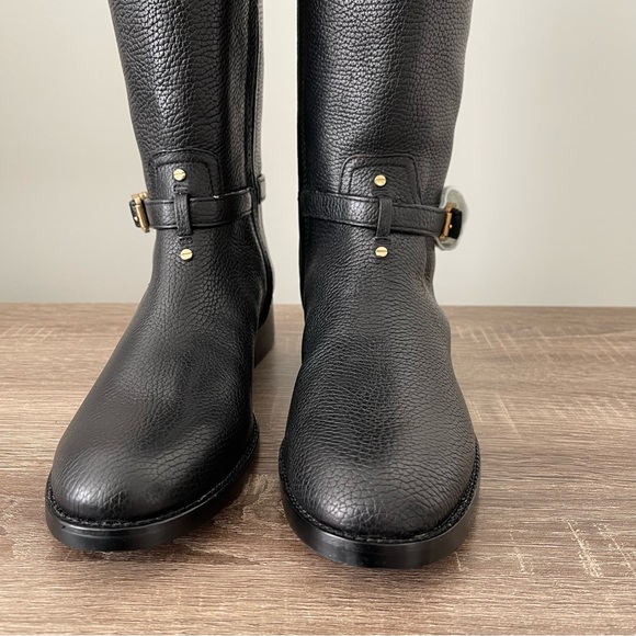 Tory Burch Marlene Riding Boots Tumbled Leather Black Size 9 NEW - Picture 5 of 14